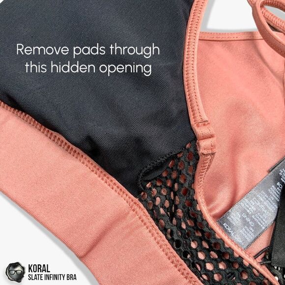 KORAL ACTIVEWEAR SLATE INFINITY LUSTROUS SPORTS BRA IN SAND PINK WOMEN’S SIZE XS - Picture 9 of 15